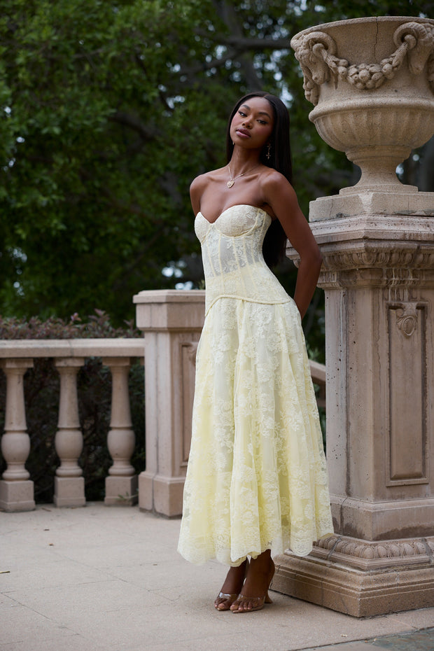 The Carolena Set in Transparent Yellow Lace