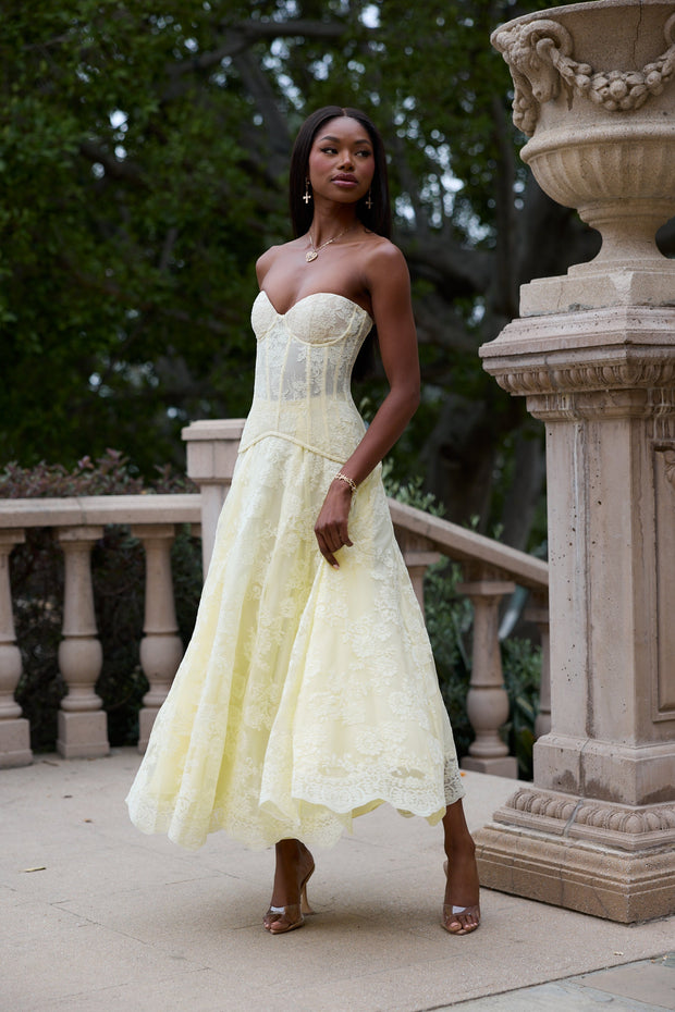 The Carolena Set in Transparent Yellow Lace