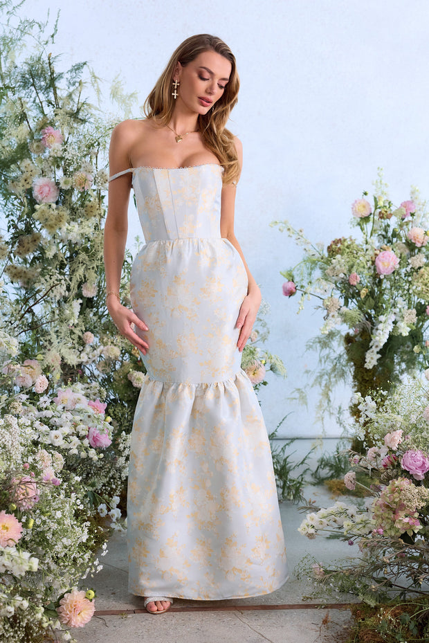 The Cherie Dress in Sky Windsor Brocade