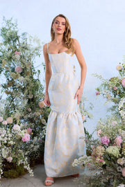 The Cherie Dress in Sky Windsor Brocade
