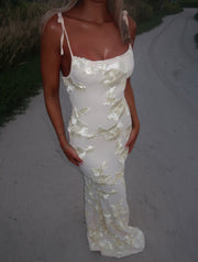 'LILY’ Floral Maxi Dress With Adjustable Straps - Cream