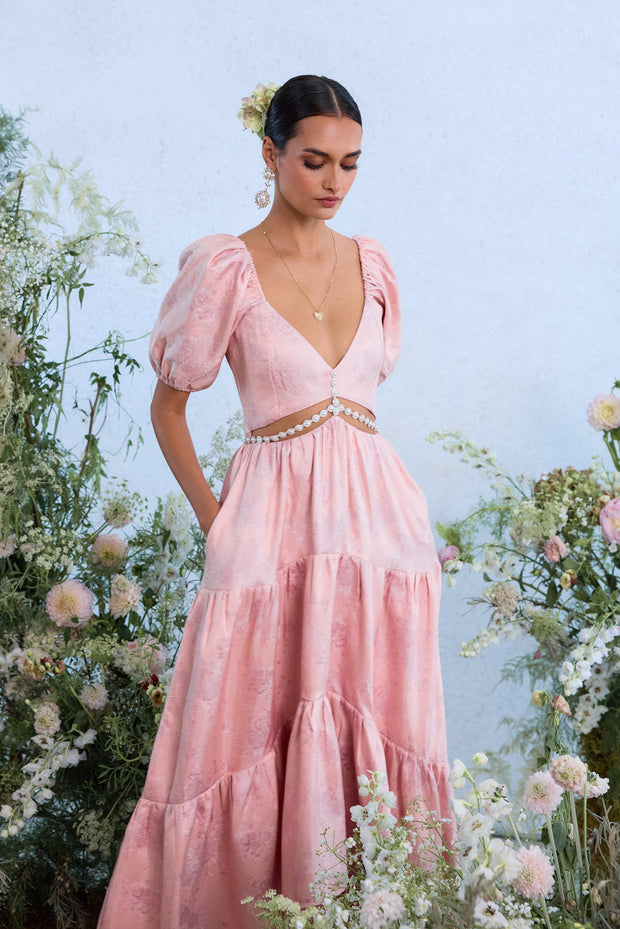 The Emma Dress in Light Pink Windsor Brocade
