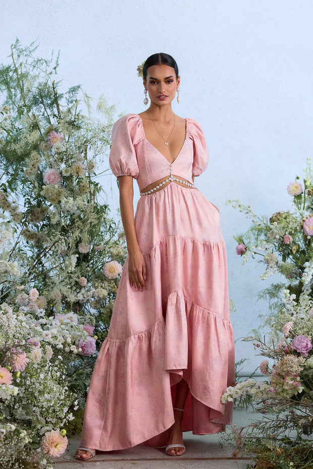 The Emma Dress in Light Pink Windsor Brocade