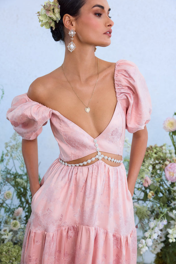 The Emma Dress in Light Pink Windsor Brocade