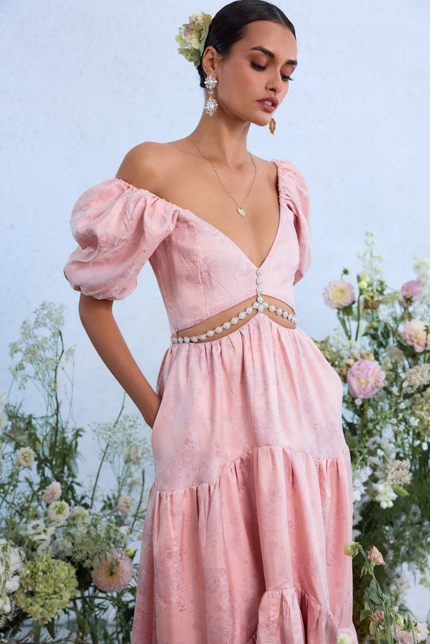 The Emma Dress in Light Pink Windsor Brocade