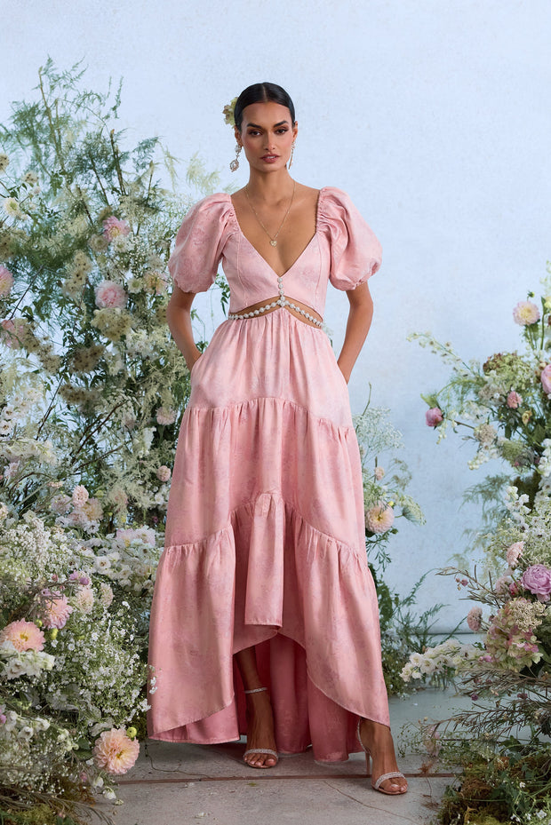 The Emma Dress in Light Pink Windsor Brocade