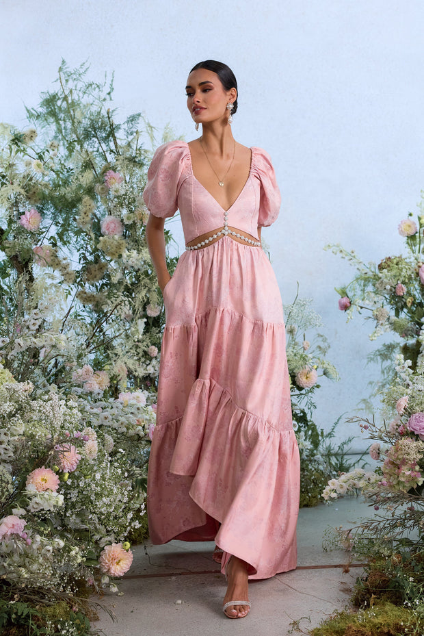 The Emma Dress in Light Pink Windsor Brocade