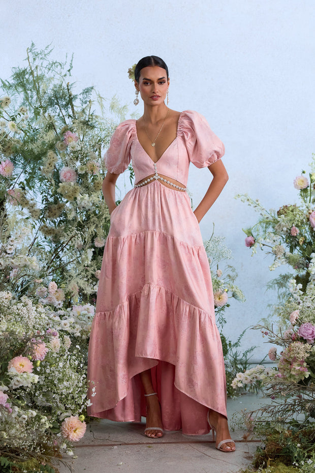 The Emma Dress in Light Pink Windsor Brocade