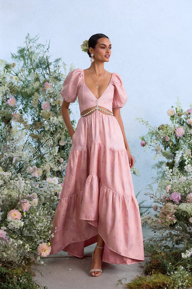 The Emma Dress in Light Pink Windsor Brocade