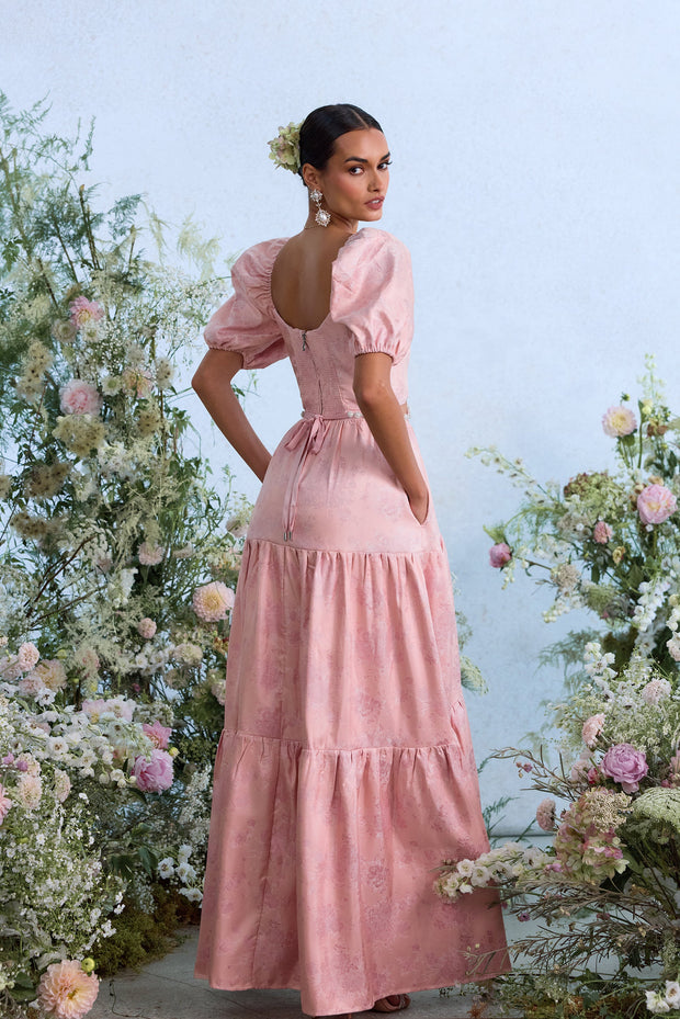 The Emma Dress in Light Pink Windsor Brocade