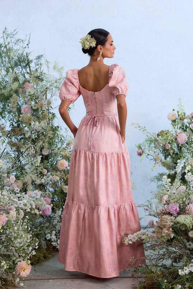 The Emma Dress in Light Pink Windsor Brocade