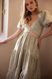 The Emma Dress in Sage Windsor Brocade