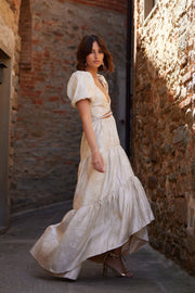 The Emma Dress in Taupe Windsor Brocade