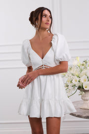 The Emily Dress in White Windsor Brocade
