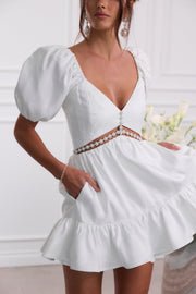 The Emily Dress in White Windsor Brocade