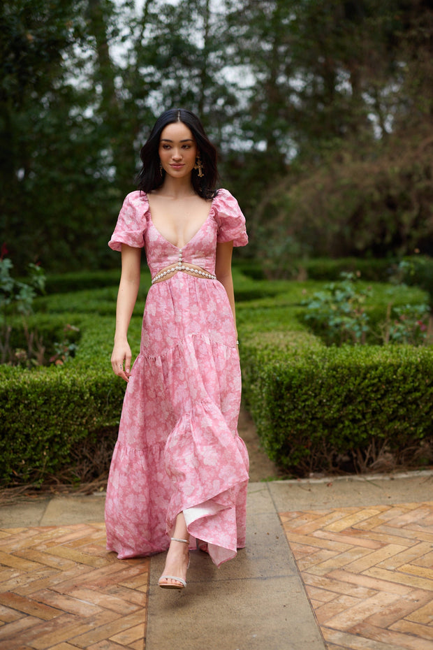 The Emma Dress in Pink Peony Print