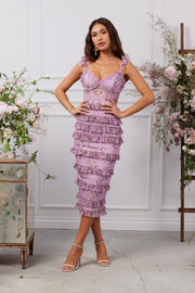 The Fiorenza Dress in Lilac Tapestry Rose