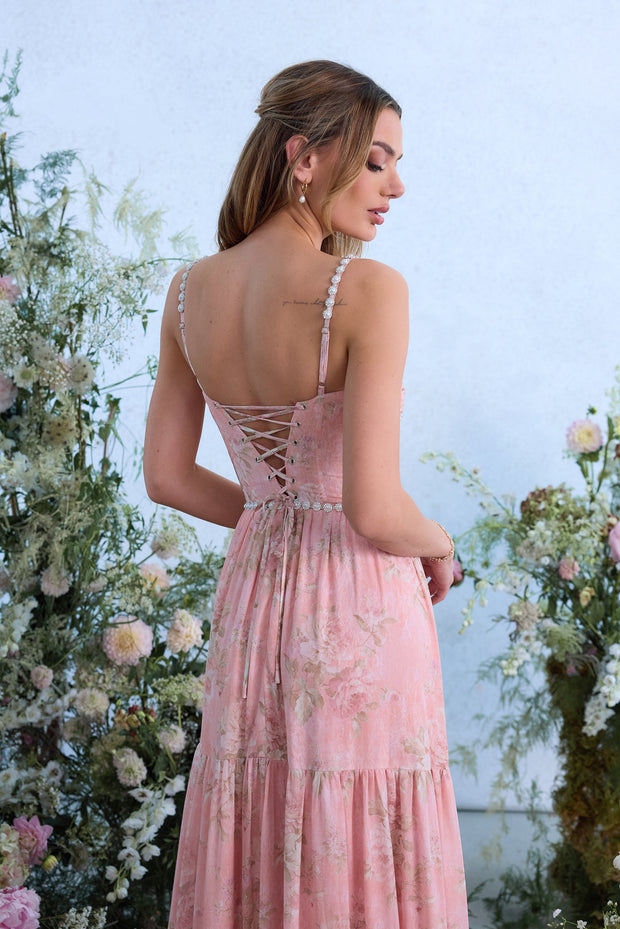 The Gwen Dress in Light Pink Tapestry Rose