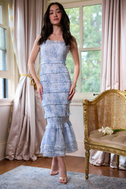 The Geranium Dress in Blue Tapestry Rose