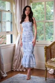 The Geranium Dress in Blue Tapestry Rose