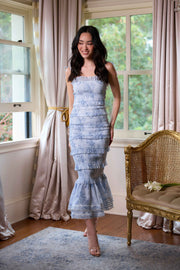 The Geranium Dress in Blue Tapestry Rose