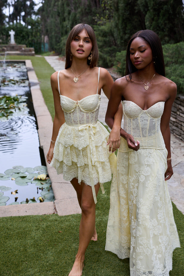 The Josie Dress in Transparent Yellow Lace