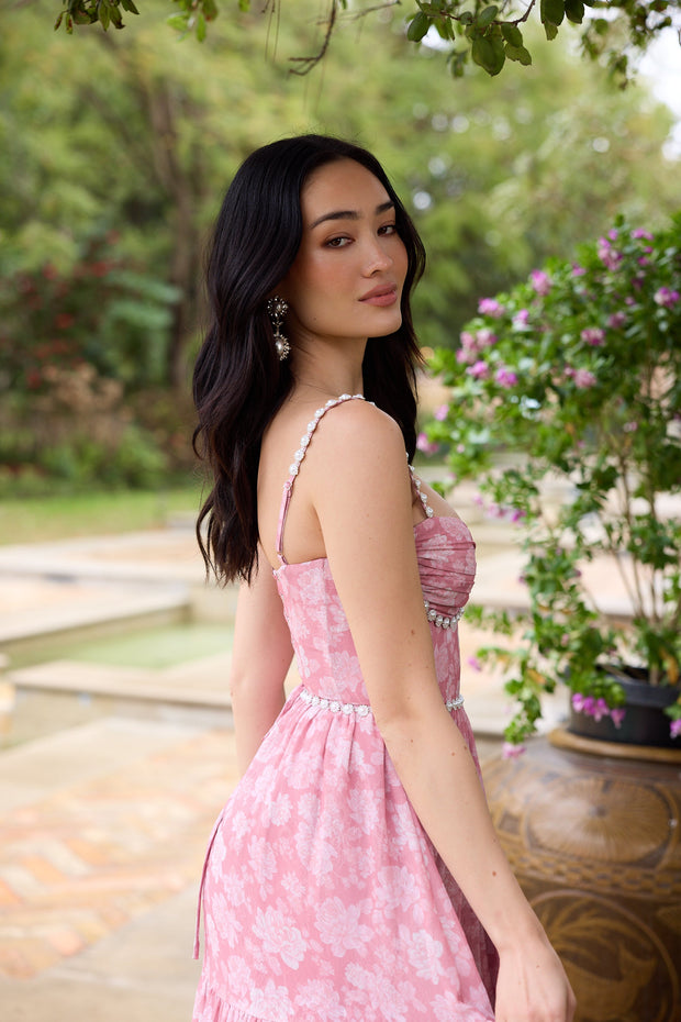 The Gwen Dress in Pink Peony Print