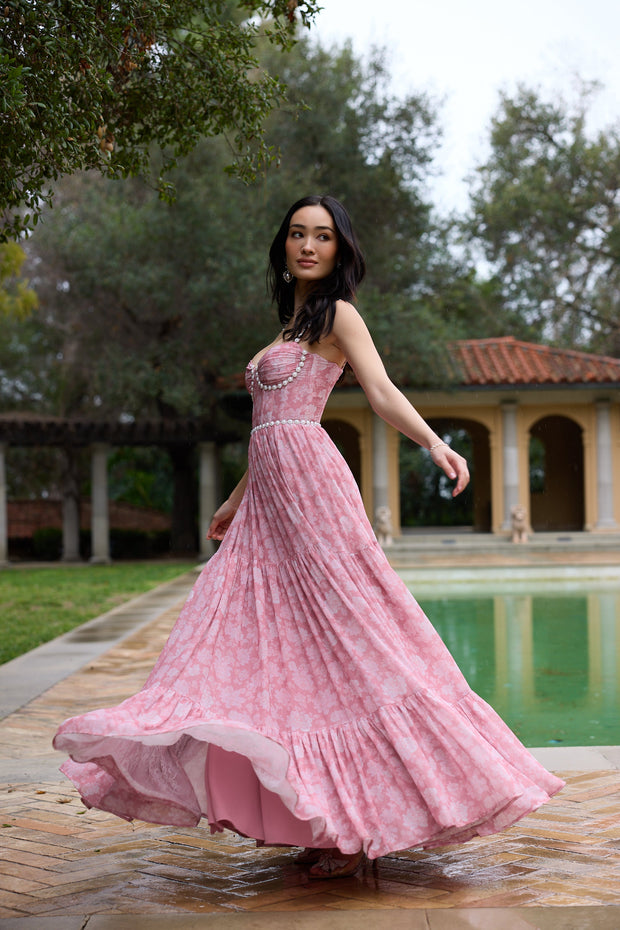 The Gwen Dress in Pink Peony Print
