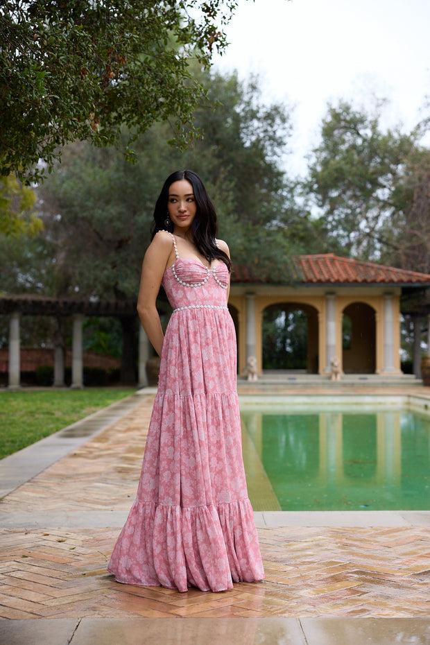 The Gwen Dress in Pink Peony Print