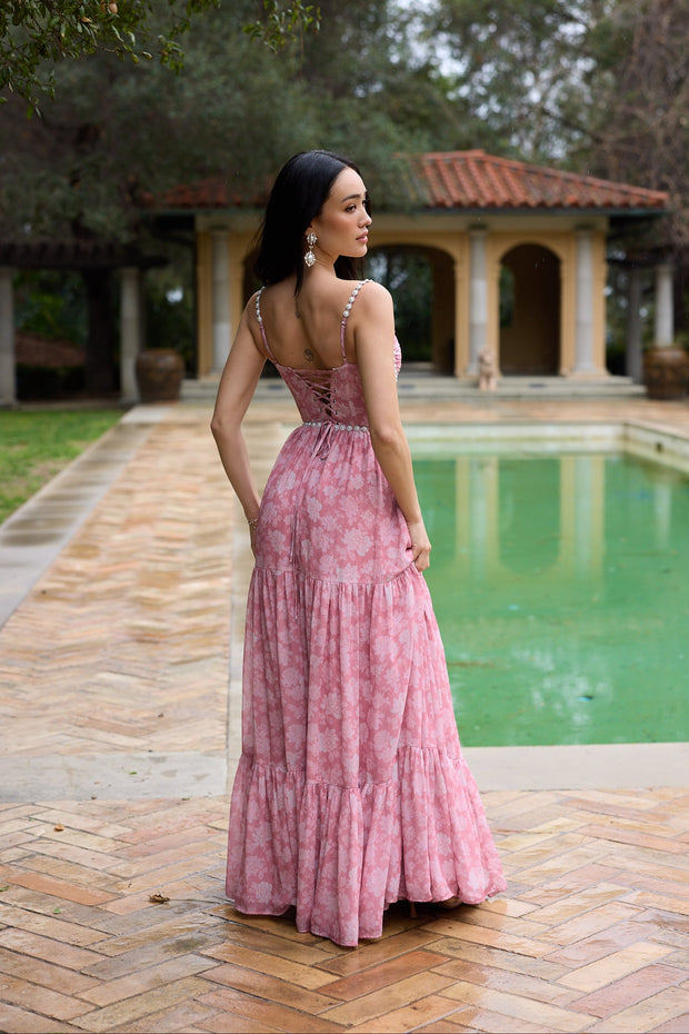 The Gwen Dress in Pink Peony Print