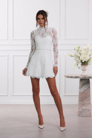 The Gwendolyn Dress in White Chantilly Lace