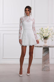 The Gwendolyn Dress in White Chantilly Lace