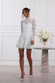 The Gwendolyn Dress in White Chantilly Lace