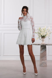 The Gwendolyn Dress in White Chantilly Lace