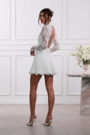 The Gwendolyn Dress in White Chantilly Lace