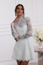The Gwendolyn Dress in White Chantilly Lace