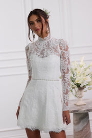 The Gwendolyn Dress in White Chantilly Lace