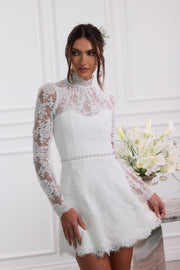 The Gwendolyn Dress in White Chantilly Lace