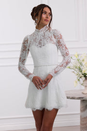 The Gwendolyn Dress in White Chantilly Lace