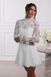 The Gwendolyn Dress in White Chantilly Lace