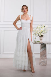 The Harmony Dress in White Chantilly Lace