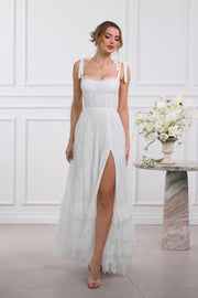 The Harmony Dress in White Chantilly Lace