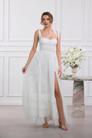 The Harmony Dress in White Chantilly Lace