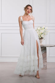 The Harmony Dress in White Chantilly Lace