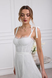 The Harmony Dress in White Chantilly Lace