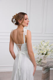The Harmony Dress in White Chantilly Lace