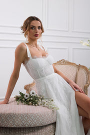 The Harmony Dress in White Chantilly Lace