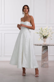 The Hazel Dress in White Baroque Floral