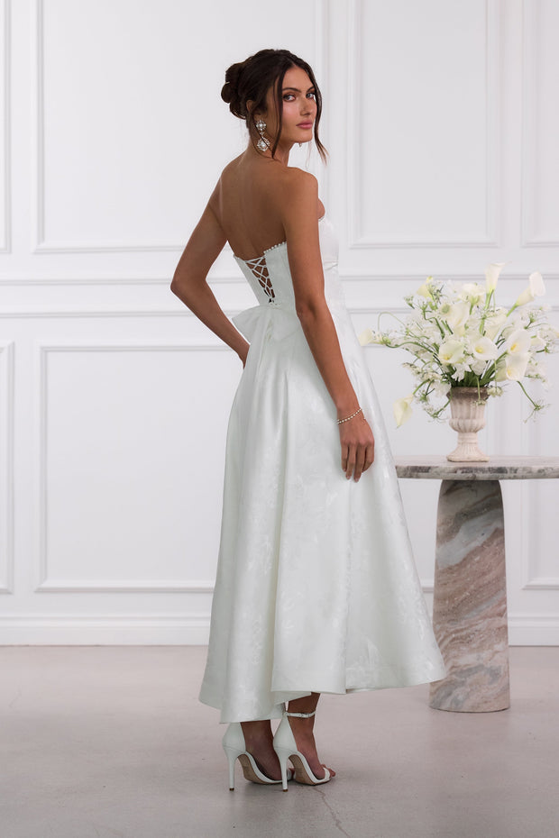 The Hazel Dress in White Baroque Floral