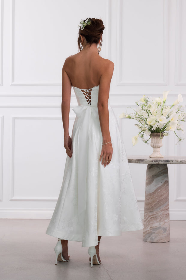 The Hazel Dress in White Baroque Floral